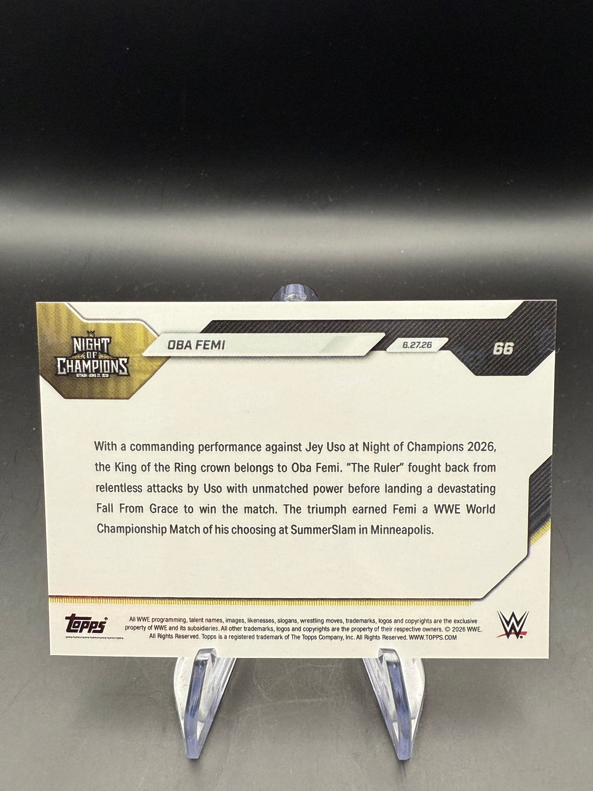 Oba Femi 2026 WWE Topps Now "King Of The Ring Winner"