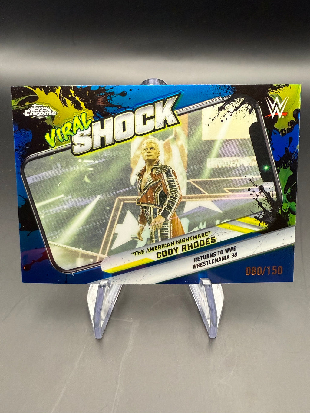 Cody Rhodes 2026 WWE Topps Chrome Viral Shock Blue Refractor /150