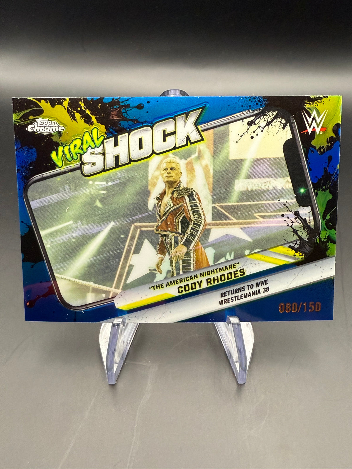Cody Rhodes 2026 WWE Topps Chrome Viral Shock Blue Refractor /150
