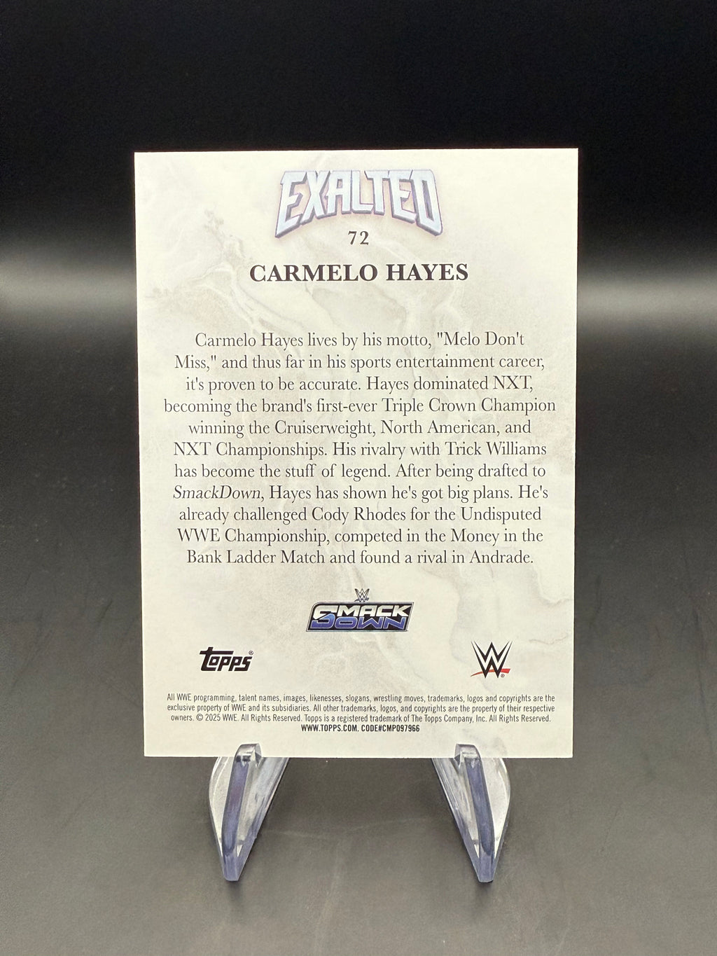 Carmelo Hayes 2025 WWE Topps Exalted Base Card