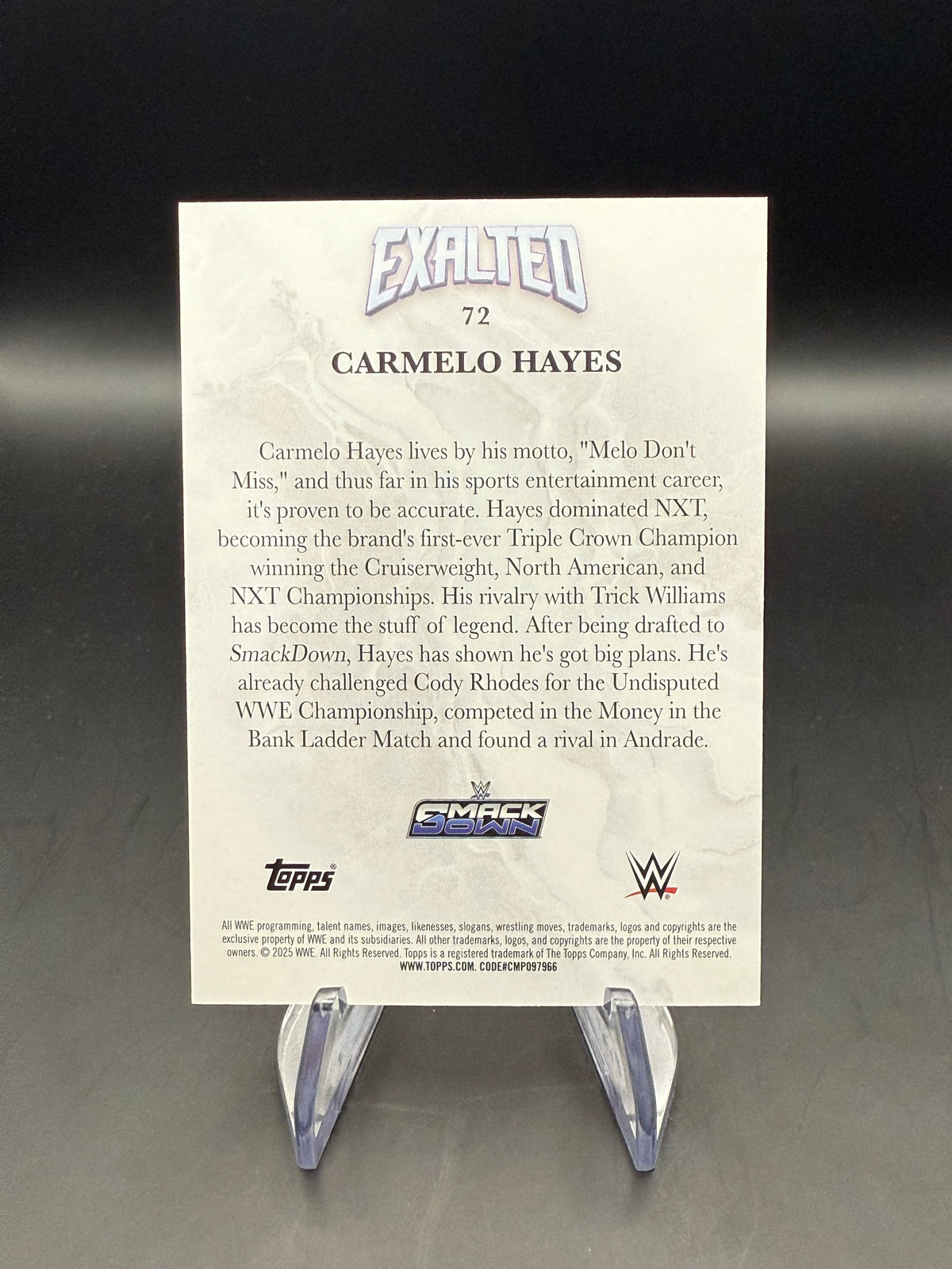 Carmelo Hayes 2025 WWE Topps Exalted Base Card