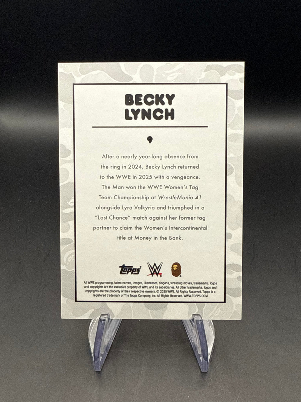 Becky Lynch 2025 Topps WWE x BAPE White Camo