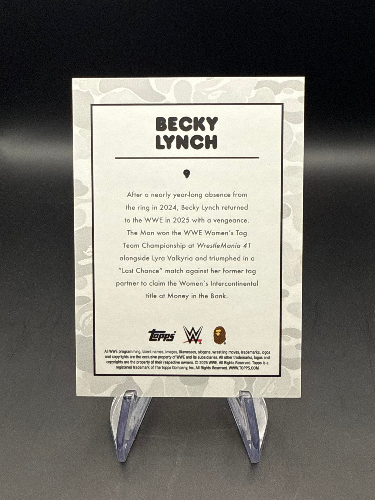 Becky Lynch 2025 Topps WWE x BAPE White Camo