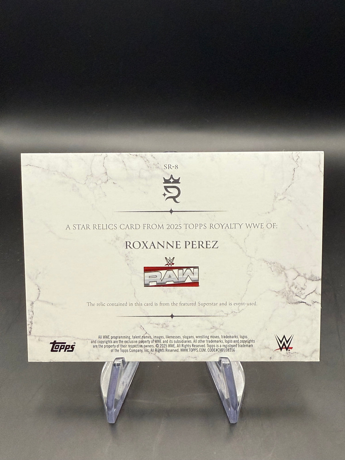 Roxanne Perez 2025 WWE Topps Royalty Star Relic /99