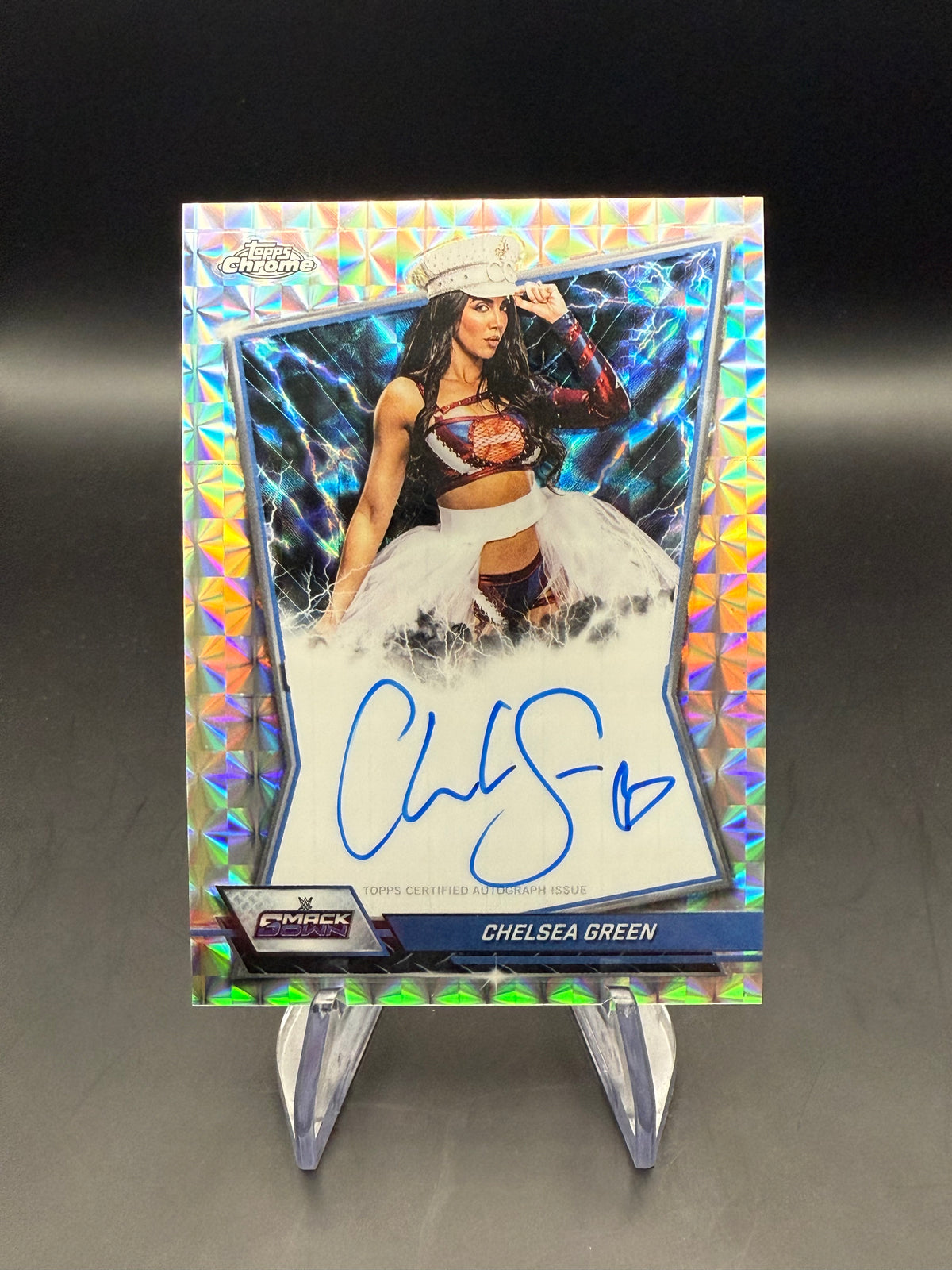 Chelsea Green 2026 WWE Topps Chrome Geometric Refractor Blue Brand Autograph