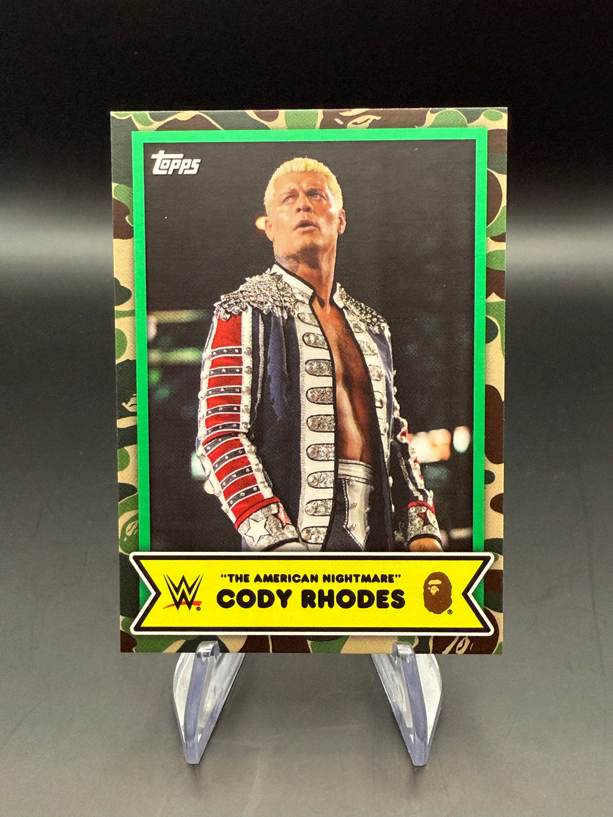 Cody Rhodes 2025 Topps WWE x BAPE Green Camo