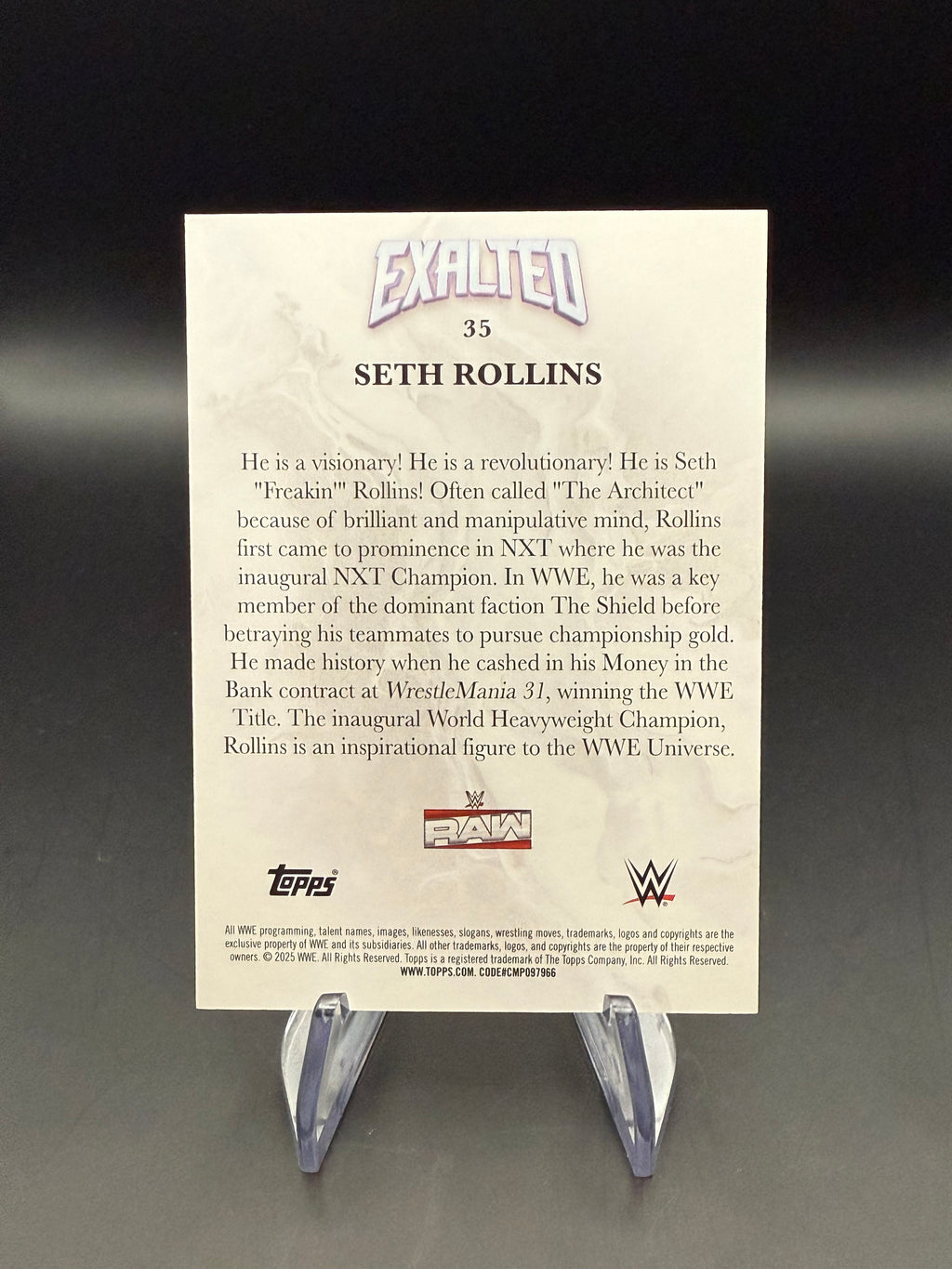 Seth Rollins 2025 WWE Topps Exalted Green /50