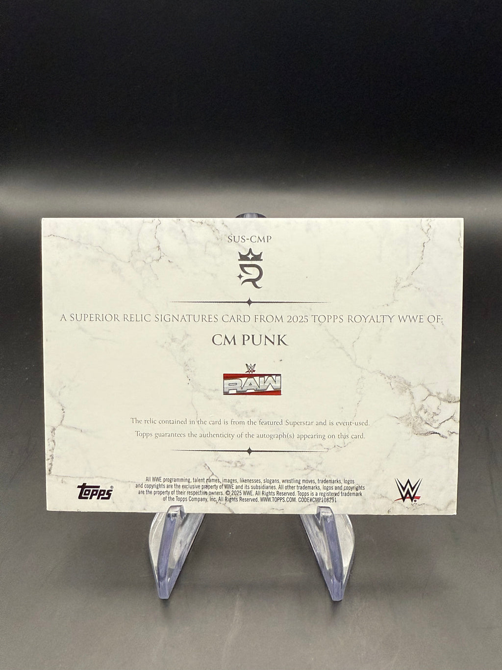 CM Punk 2025 WWE Topps Royalty Superior Relic Signatures Autograph /99