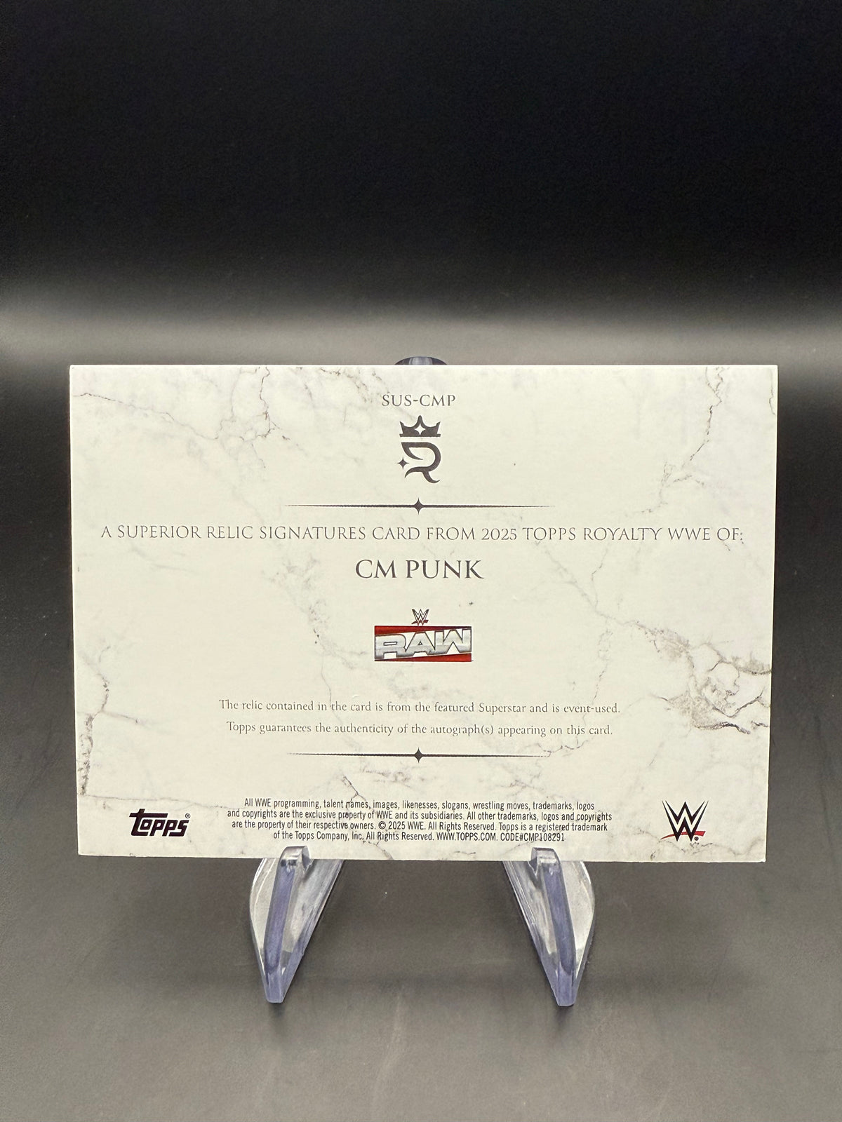 CM Punk 2025 WWE Topps Royalty Superior Relic Signatures Autograph /99
