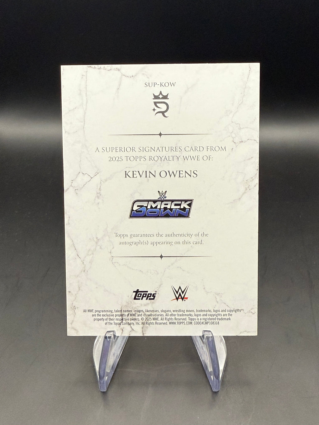 Kevin Owens 2025 WWE Topps Royalty Superior Signatures Autograph /99