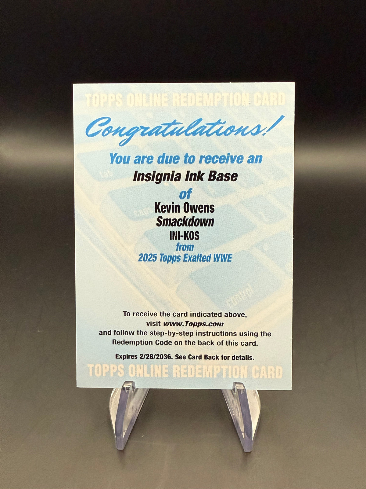 Kevin Owens 2025 WWE Topps Exalted Insignia Ink Autograph [REDEMPTION]