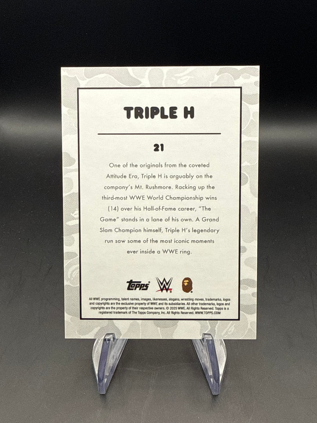 Triple H 2025 Topps WWE x BAPE Green Camo