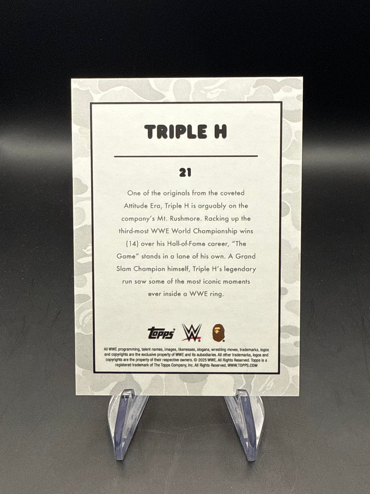 Triple H 2025 Topps WWE x BAPE Green Camo