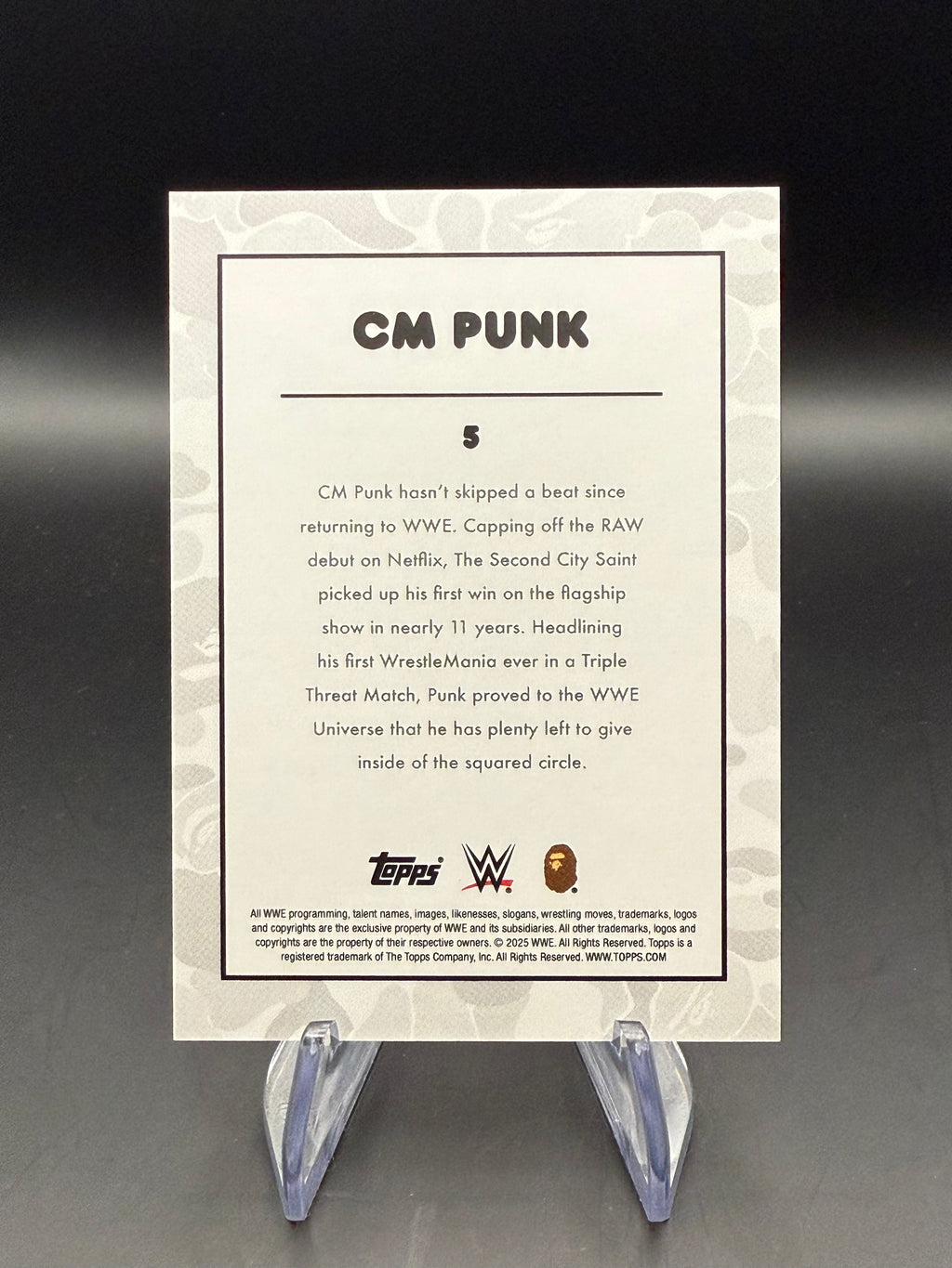 CM Punk 2025 Topps WWE x BAPE Green Camo