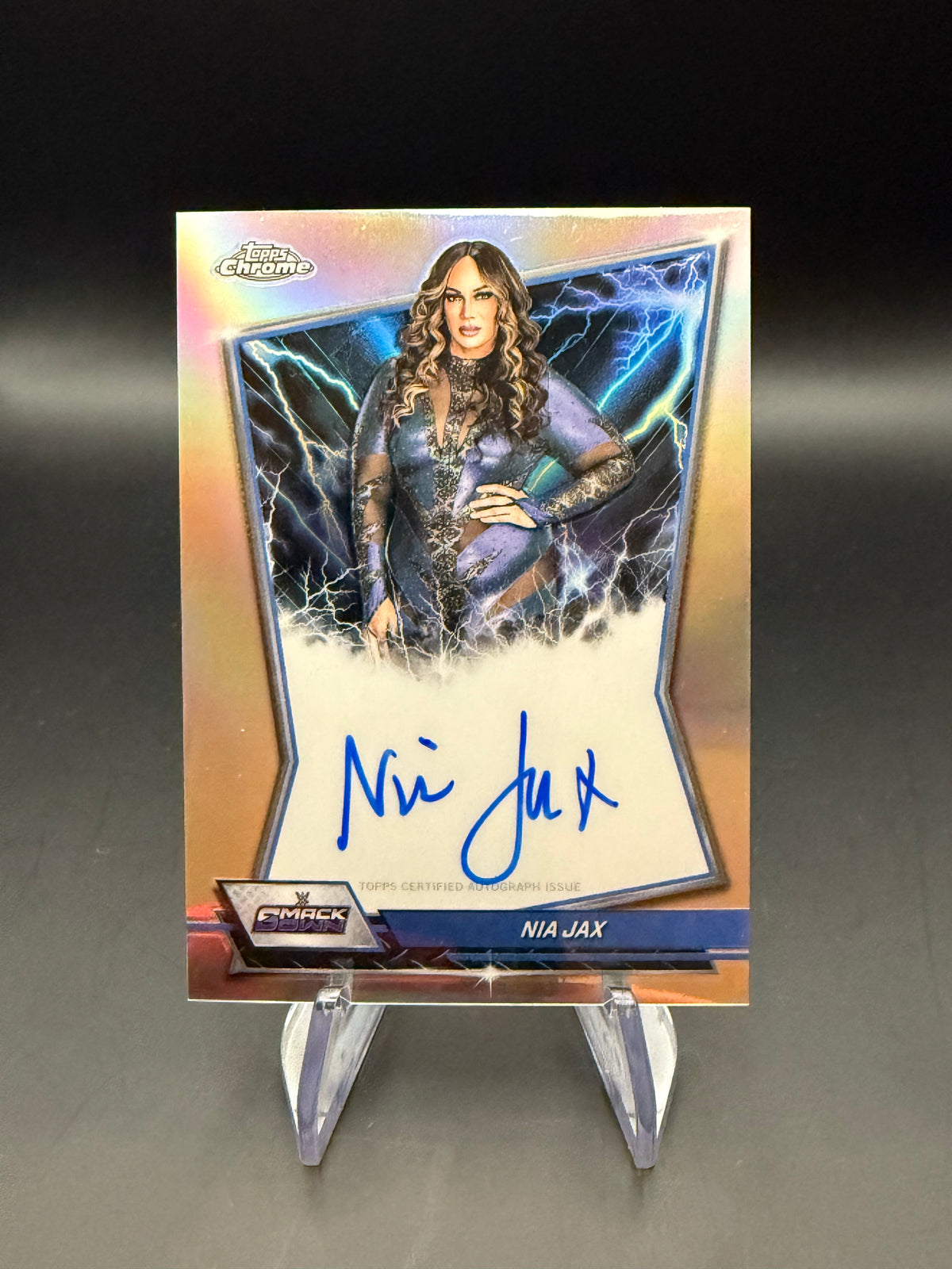 Nia Jax 2026 WWE Topps Chrome Refractor Blue Brand Autograph