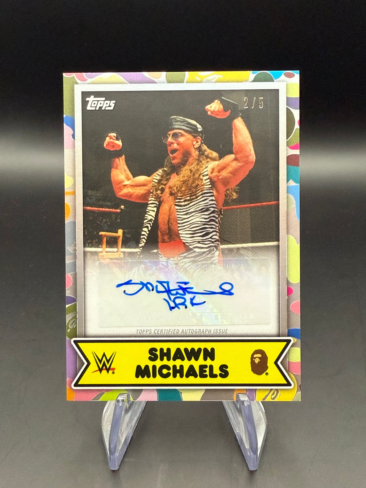 Shawn Michaels 2025 Topps WWE x BAPE Multi Color Camo Autograph /5