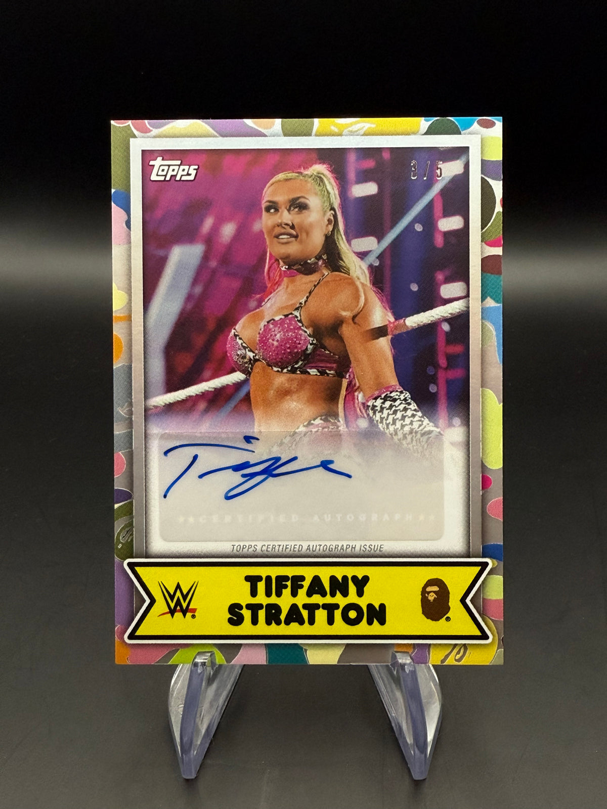 Tiffany Stratton 2025 Topps WWE x BAPE Multi Color Camo Autograph /5
