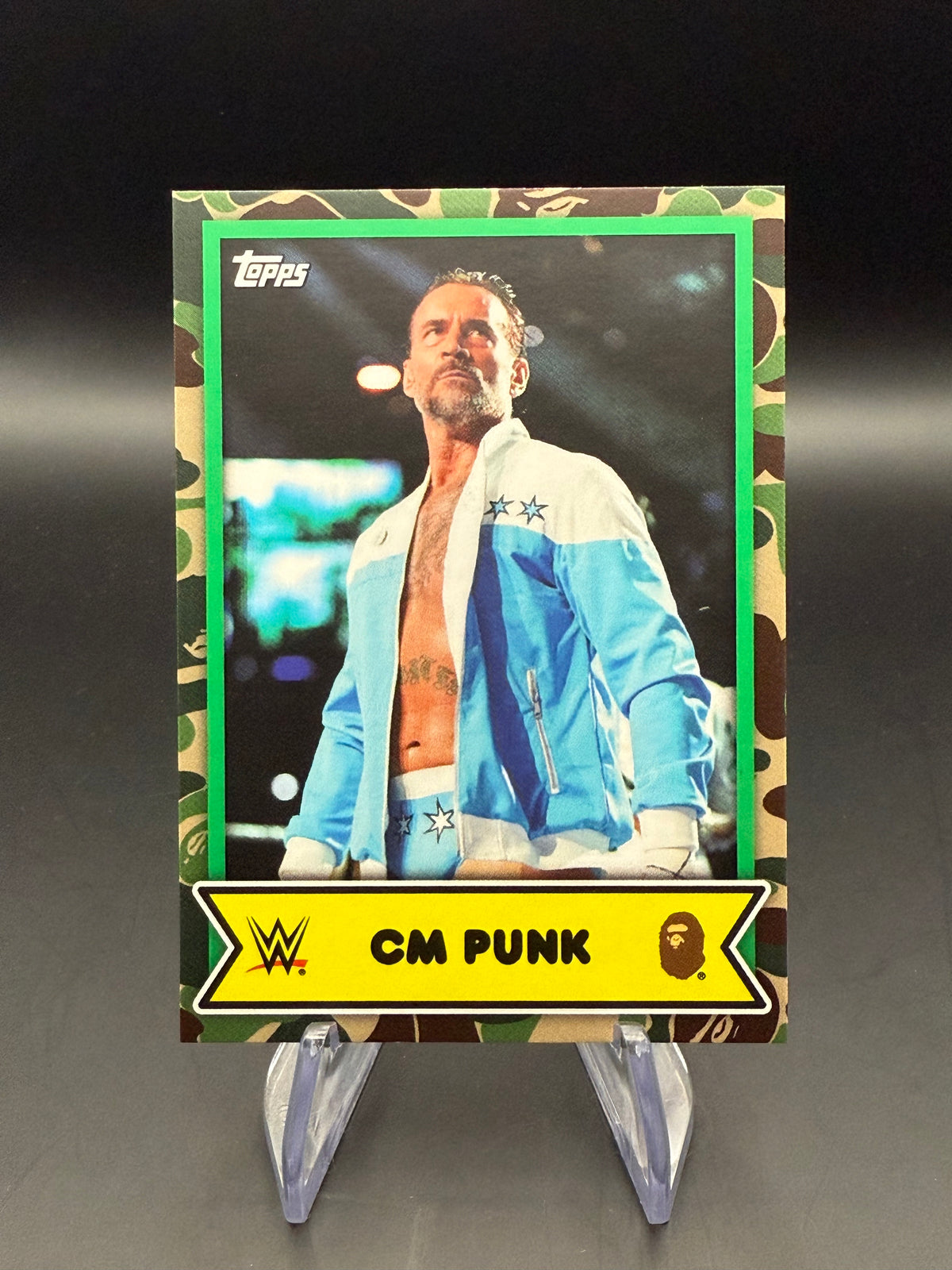 CM Punk 2025 Topps WWE x BAPE Green Camo