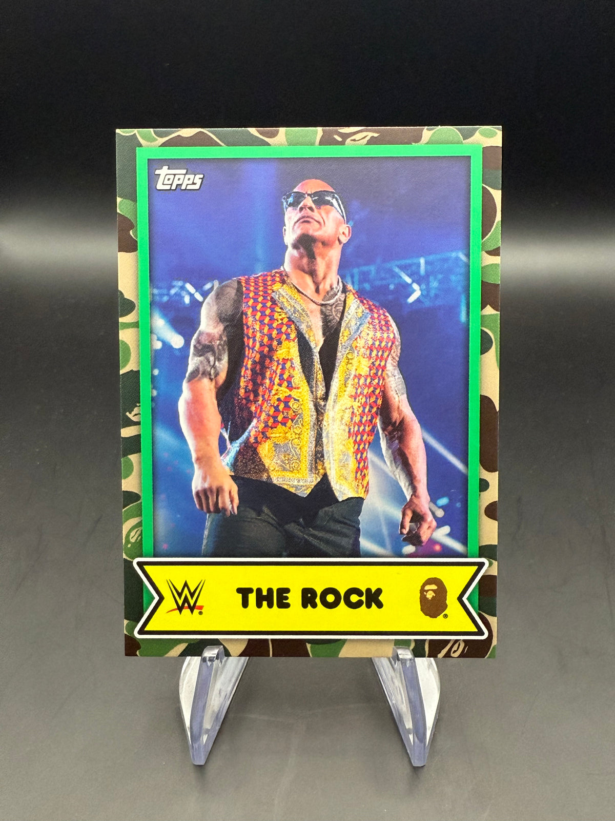 The Rock 2025 Topps WWE x BAPE Green Camo