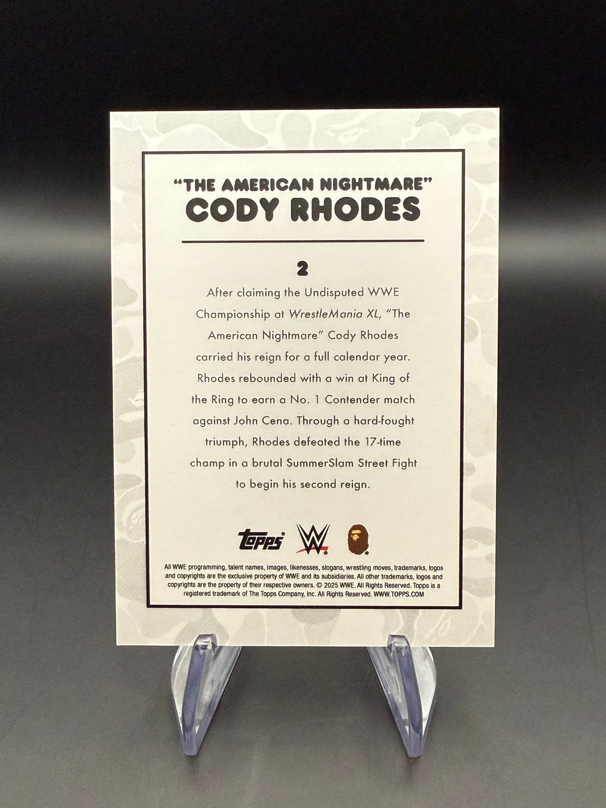 Cody Rhodes 2025 Topps WWE x BAPE Green Camo