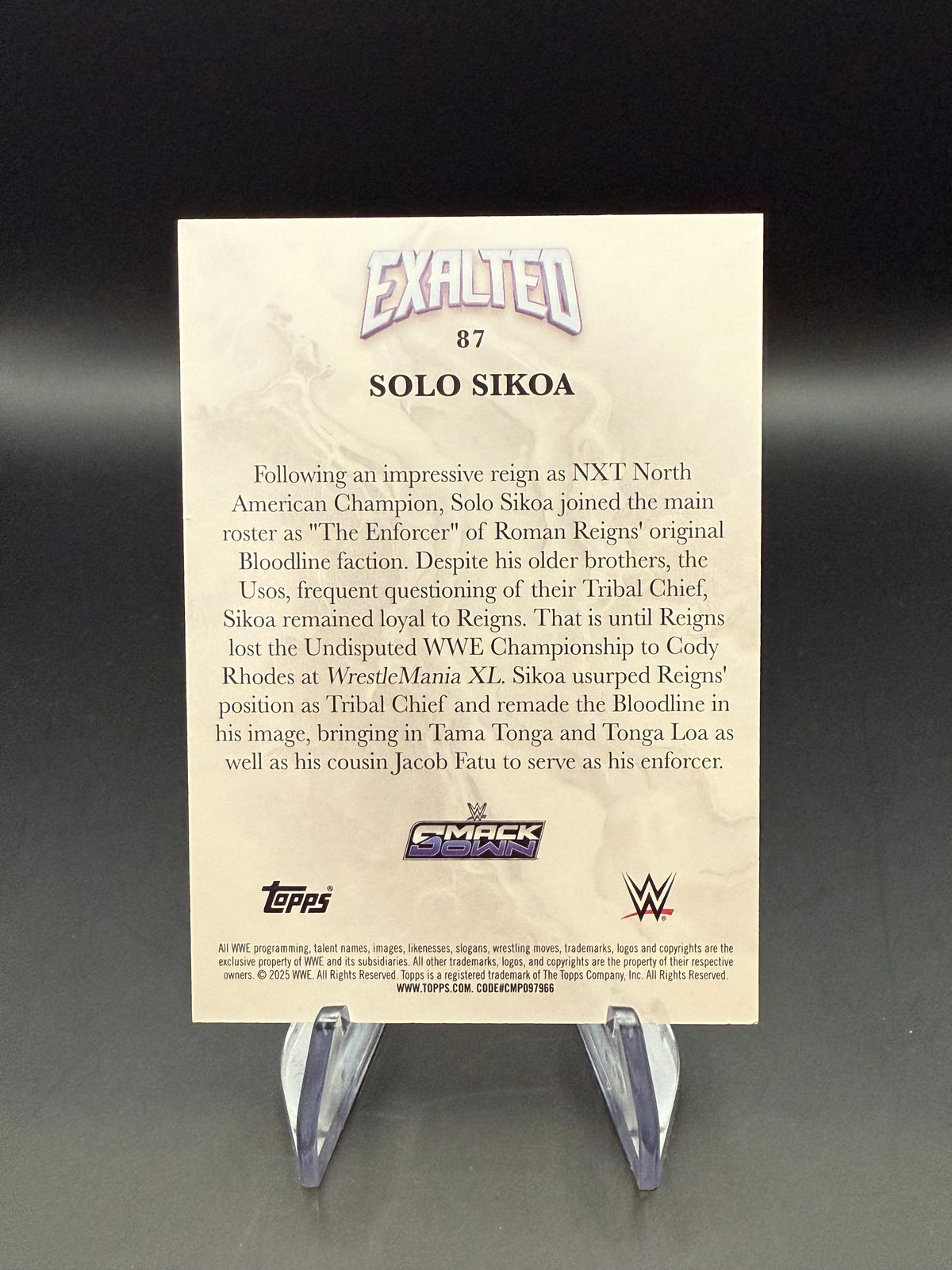 Solo Sikoa 2025 WWE Topps Exalted White /150