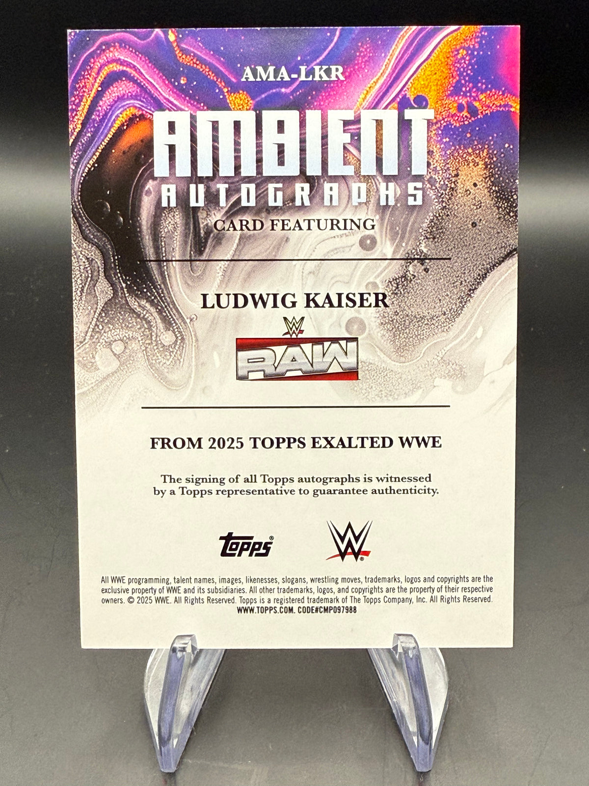 Ludwig Kaiser 2025 WWE Topps Exalted Ambient Autograph