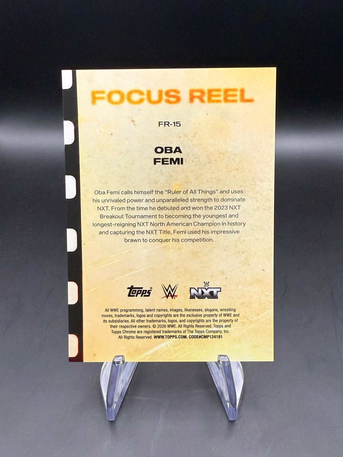 Oba Femi 2026 WWE Topps Chrome Logofractor Edition Focus Reel Orange /25