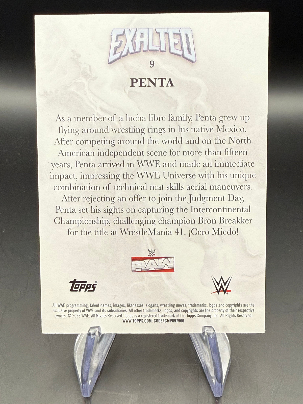 Penta 2025 WWE Topps Exalted White /150