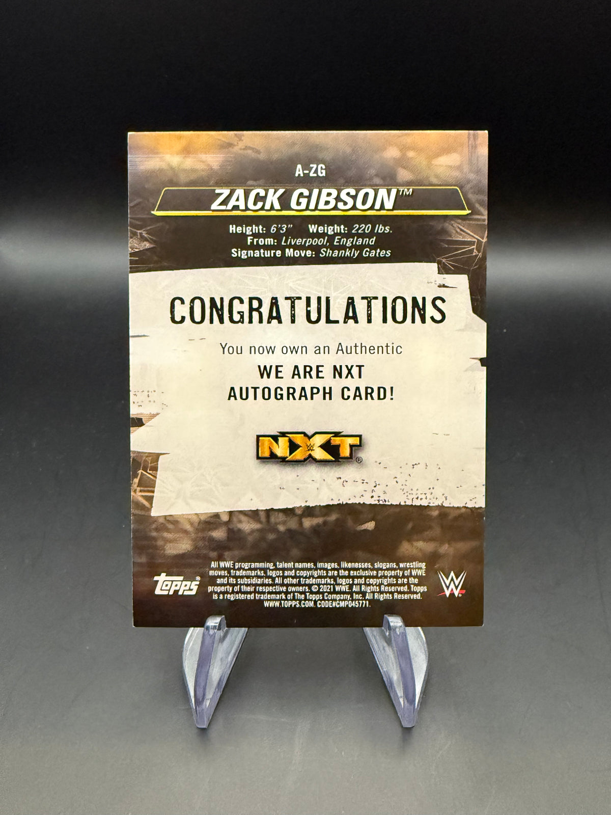 Zack Gibson 2021 WWE Topps NXT Autograph /75