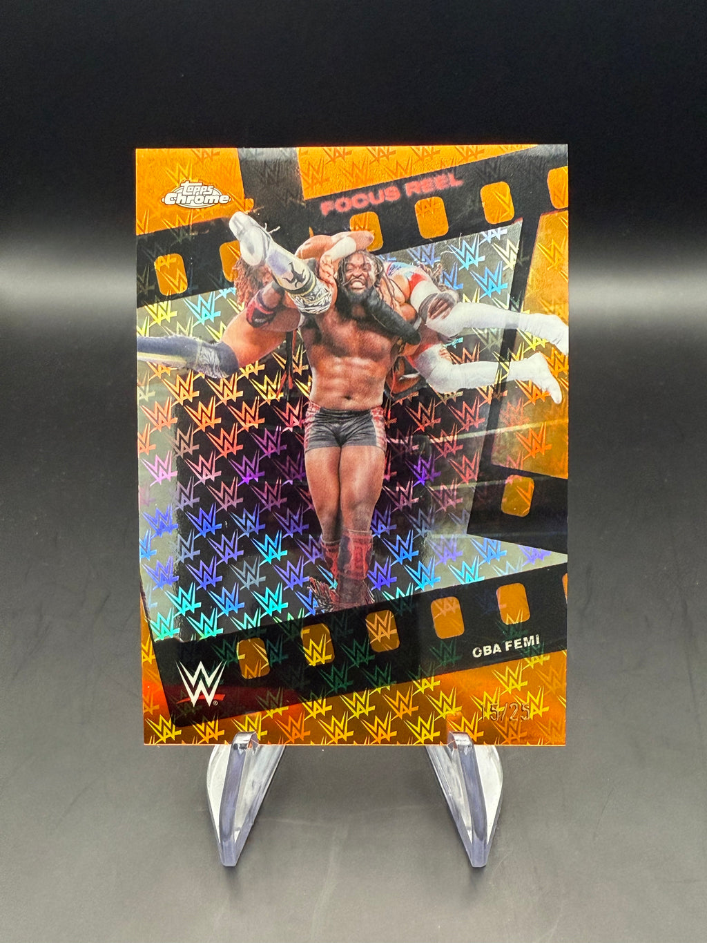 Oba Femi 2026 WWE Topps Chrome Logofractor Edition Focus Reel Orange /25