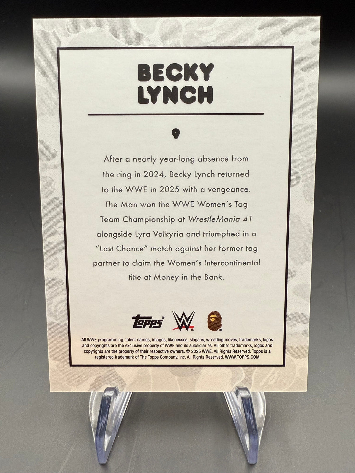Becky Lynch 2025 Topps WWE x BAPE Green Camo