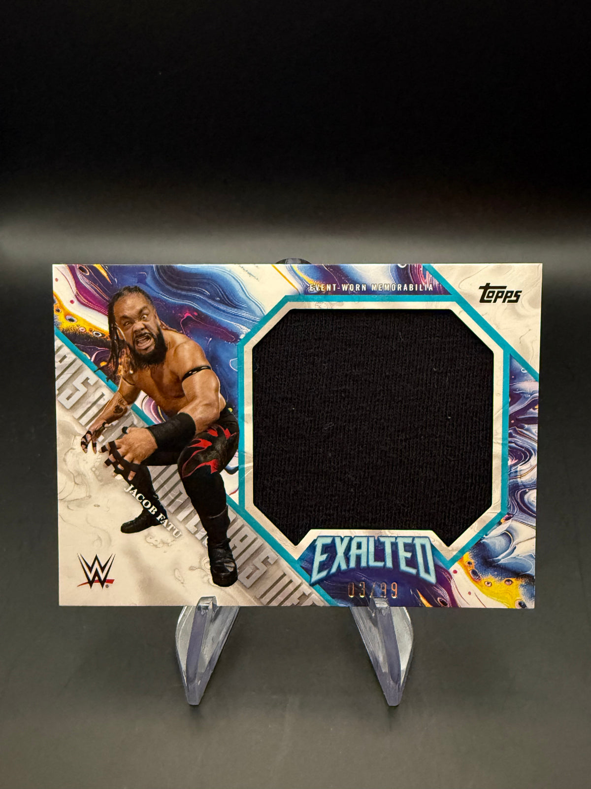 Jacob Fatu 2025 WWE Topps Exalted Mega Material Aqua Relic /99