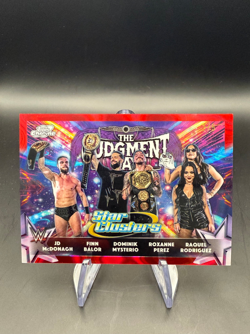 The Judgment Day 2026 WWE Topps Cosmic Chrome Star Clusters Red Flare /5