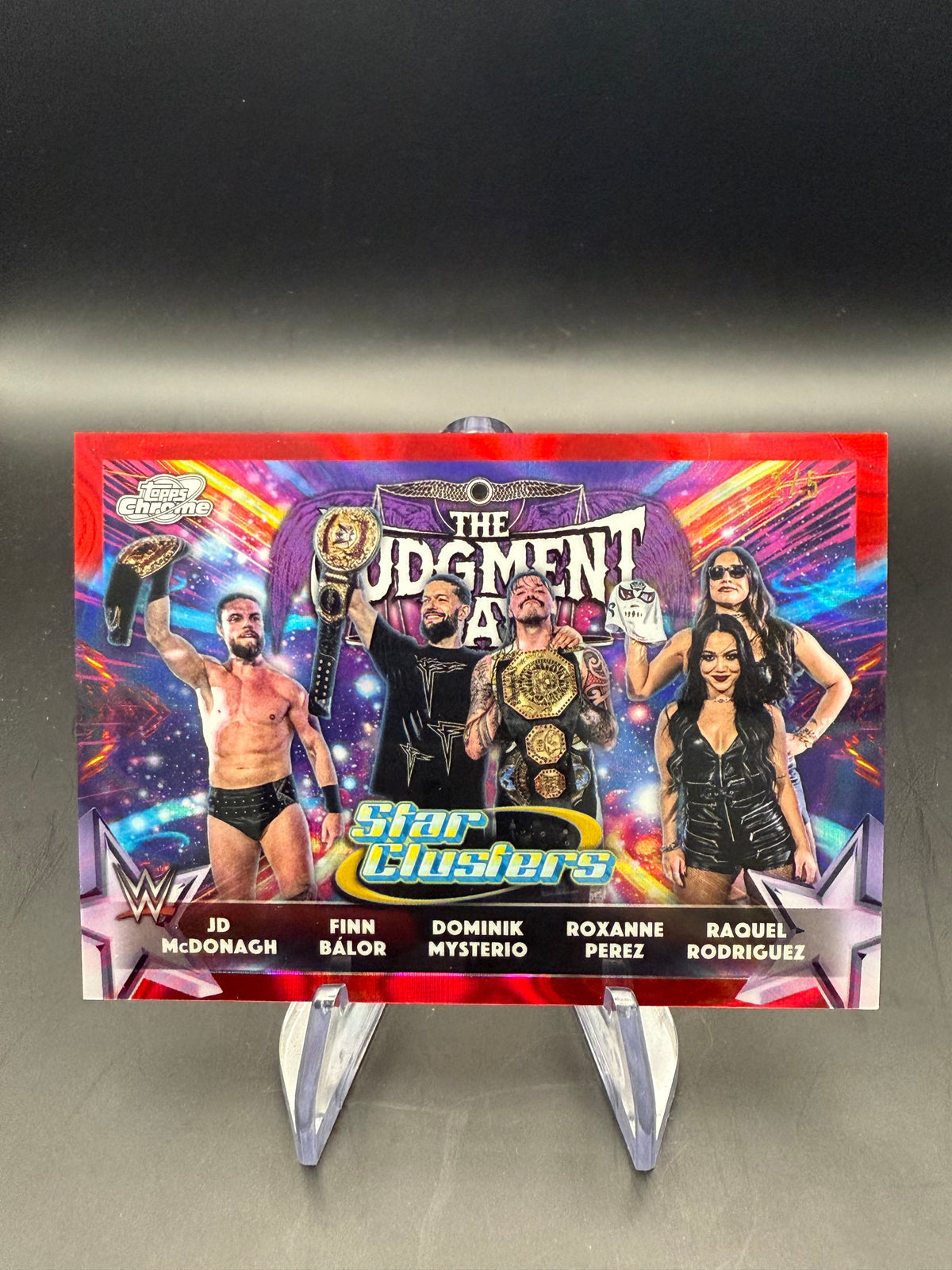 The Judgment Day 2026 WWE Topps Cosmic Chrome Star Clusters Red Flare /5