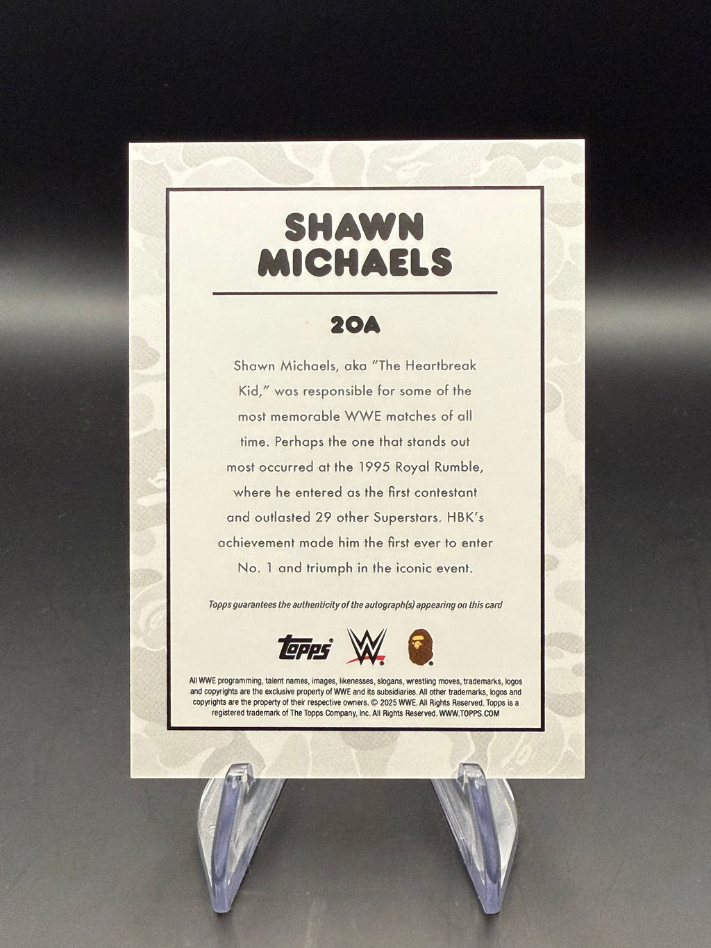 Shawn Michaels 2025 Topps WWE x BAPE Multi Color Camo Autograph /5
