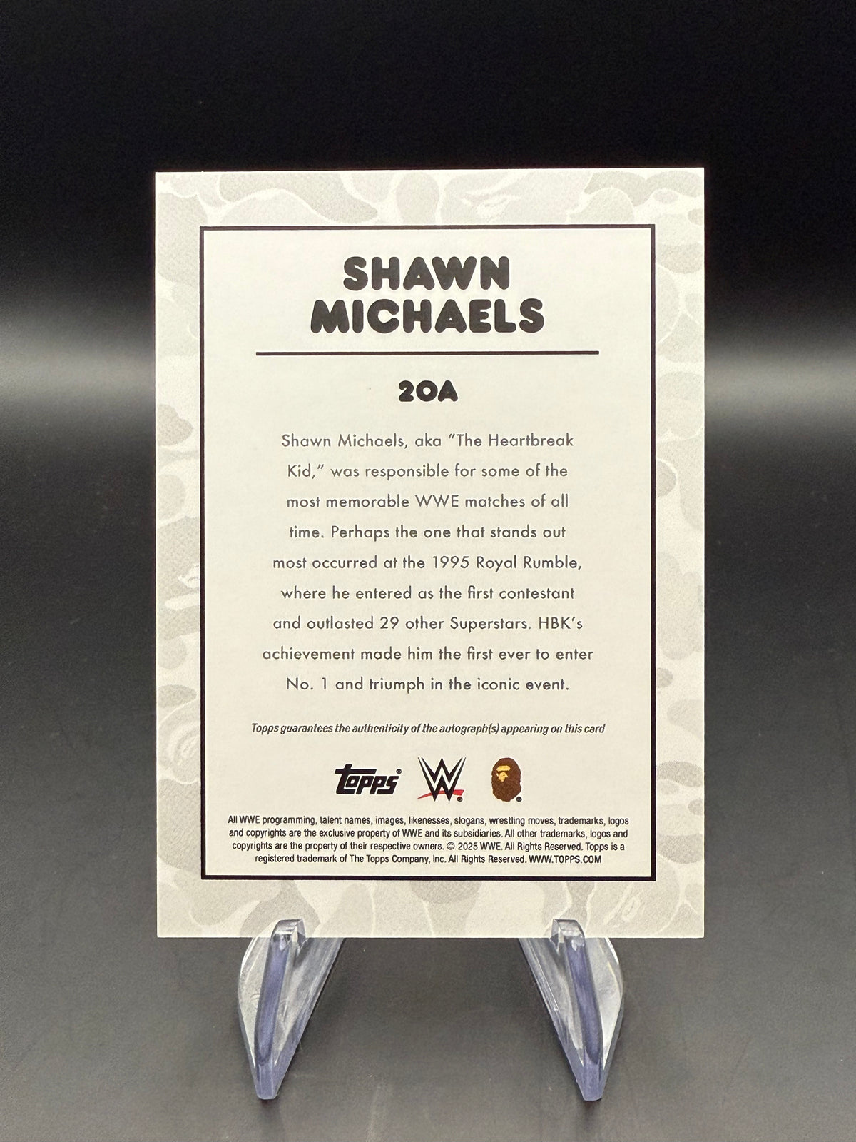 Shawn Michaels 2025 Topps WWE x BAPE Multi Color Camo Autograph /5
