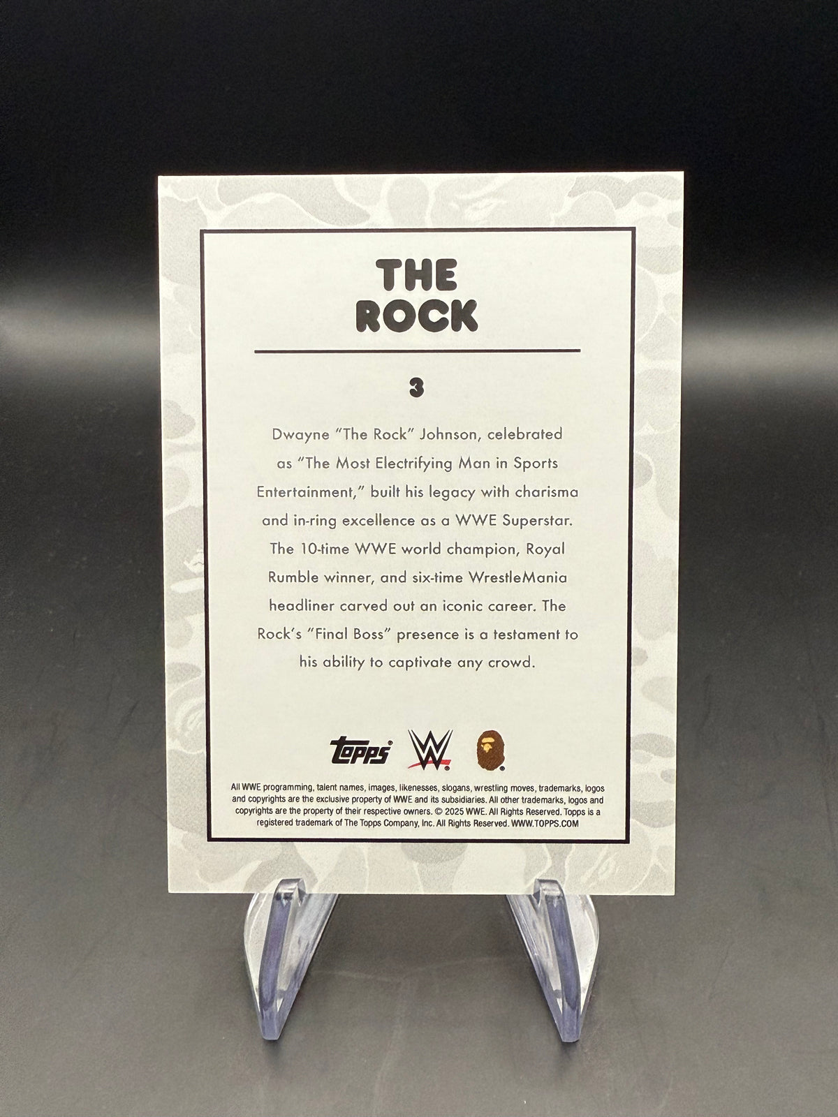 The Rock 2025 Topps WWE x BAPE Green Camo