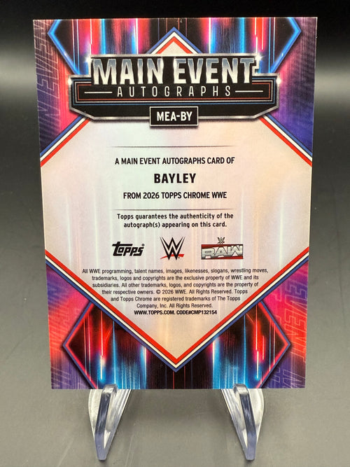Bayley 2026 WWE Topps Chrome Silver Refractor Main Event Autograph