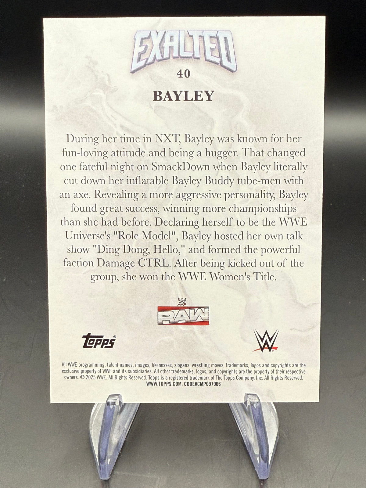 Bayley 2025 WWE Topps Exalted Base Card