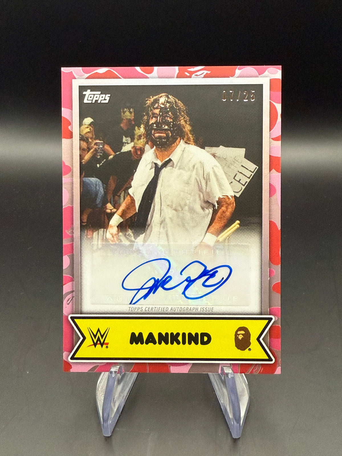 Mankind 2025 Topps WWE x BAPE Pink Camo Autograph /25