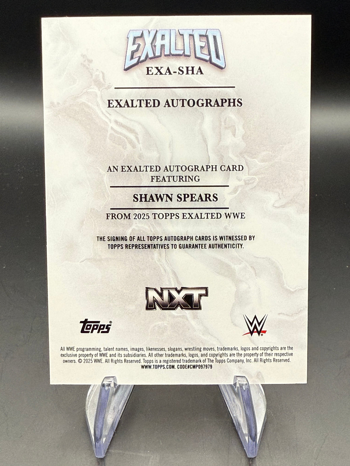 Shawn Spears 2025 WWE Topps Exalted Green Autograph /50