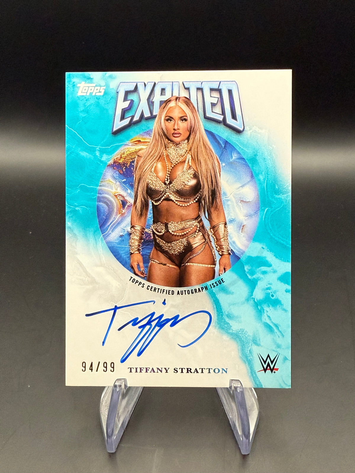 Tiffany Stratton 2025 WWE Topps Exalted Aqua Autograph /99