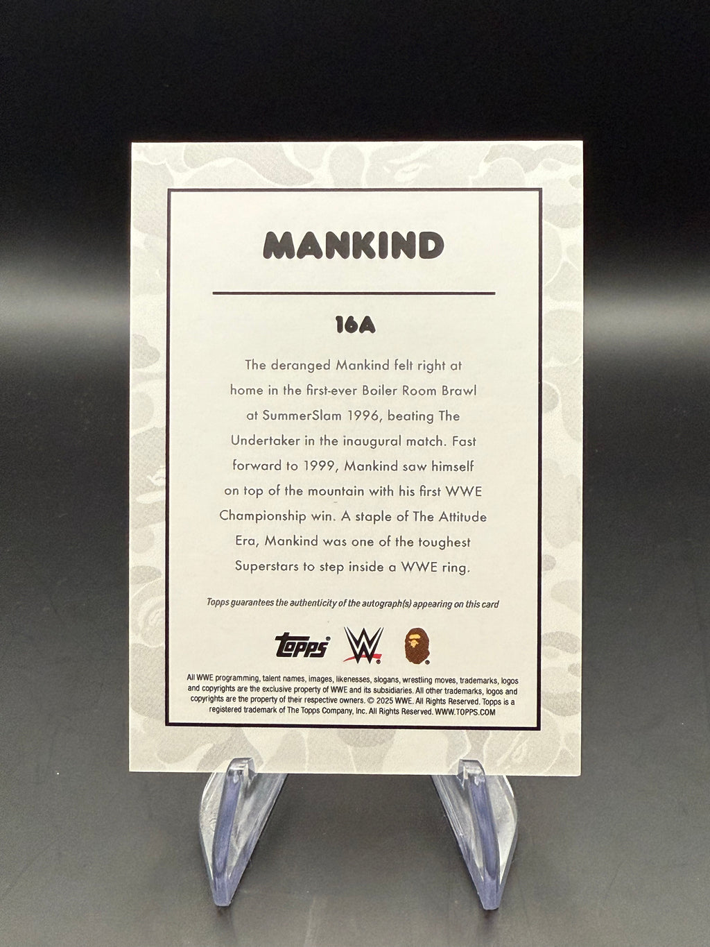Mankind 2025 Topps WWE x BAPE Pink Camo Autograph /25