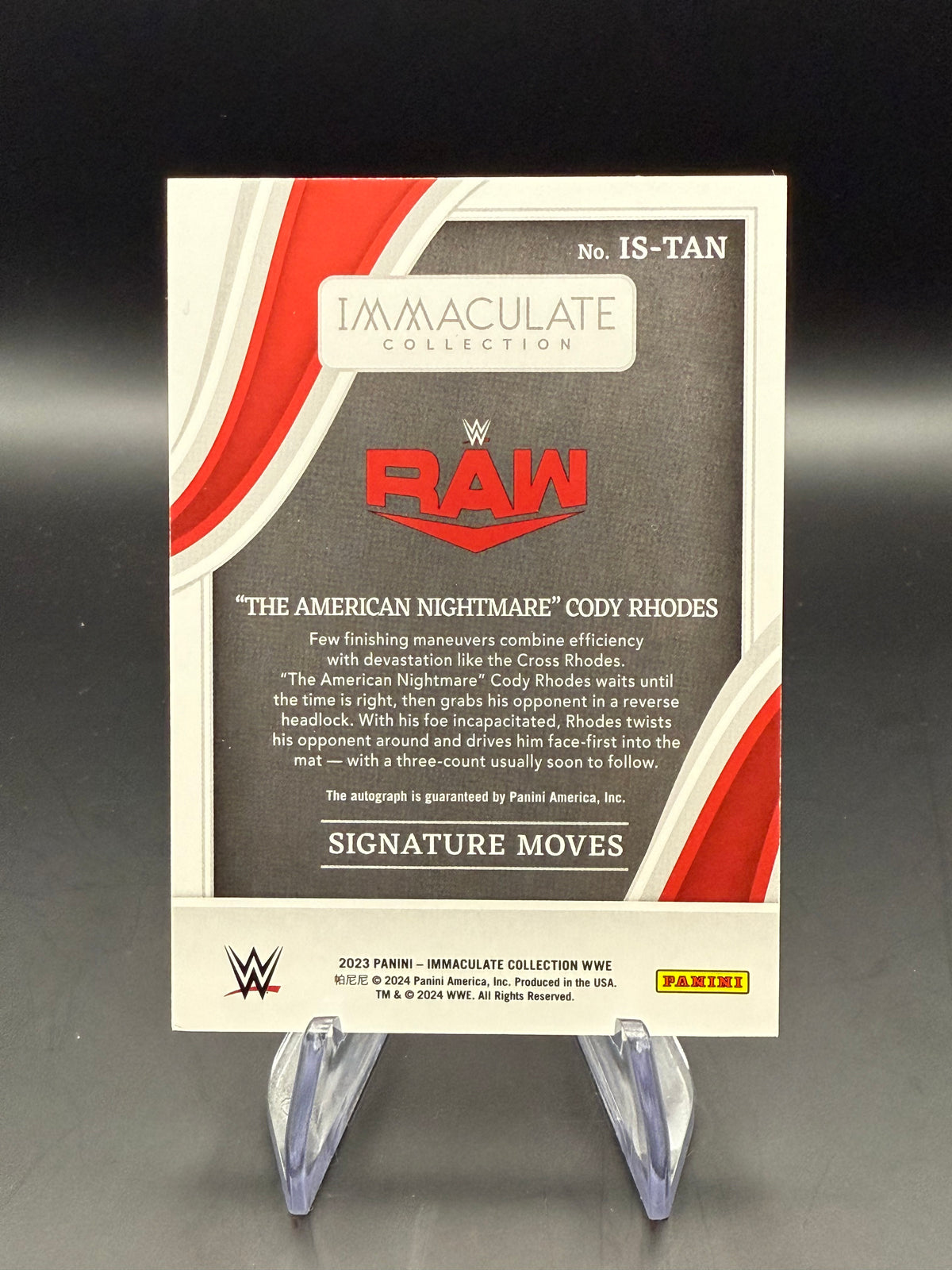 Cody Rhodes 2023 WWE Panini Immaculate Collection Signature Moves Autograph /49