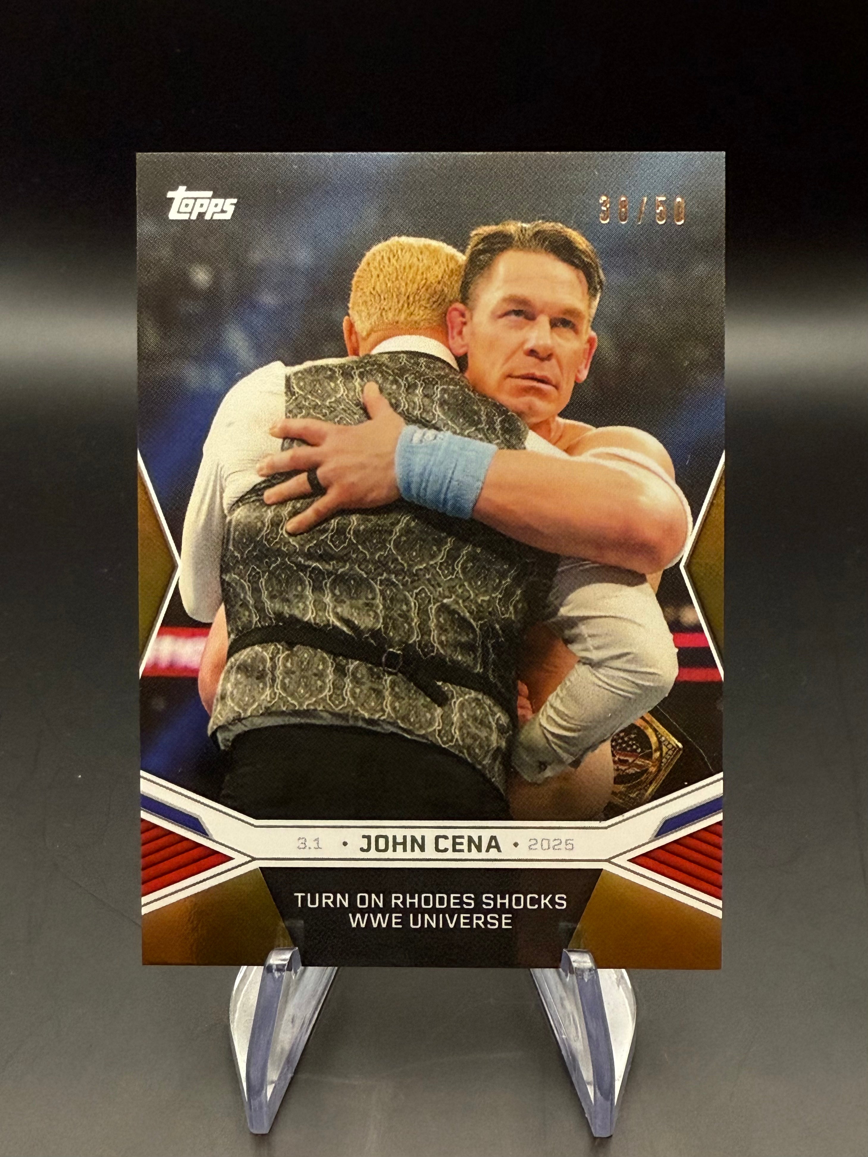 John Cena 2025 WWE Topps John Cena Commemorative Collection #19 "Heel Turn" Gold Foil /50