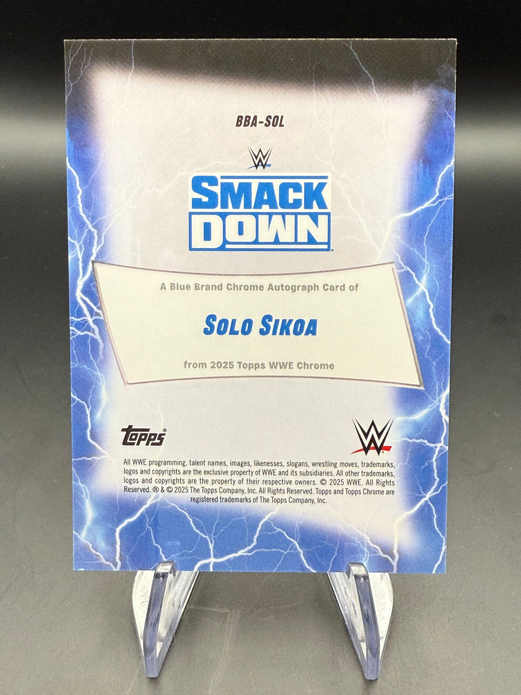 Solo Sikoa 2025 WWE Topps Chrome Red Refractor Blue Brand Autograph /5