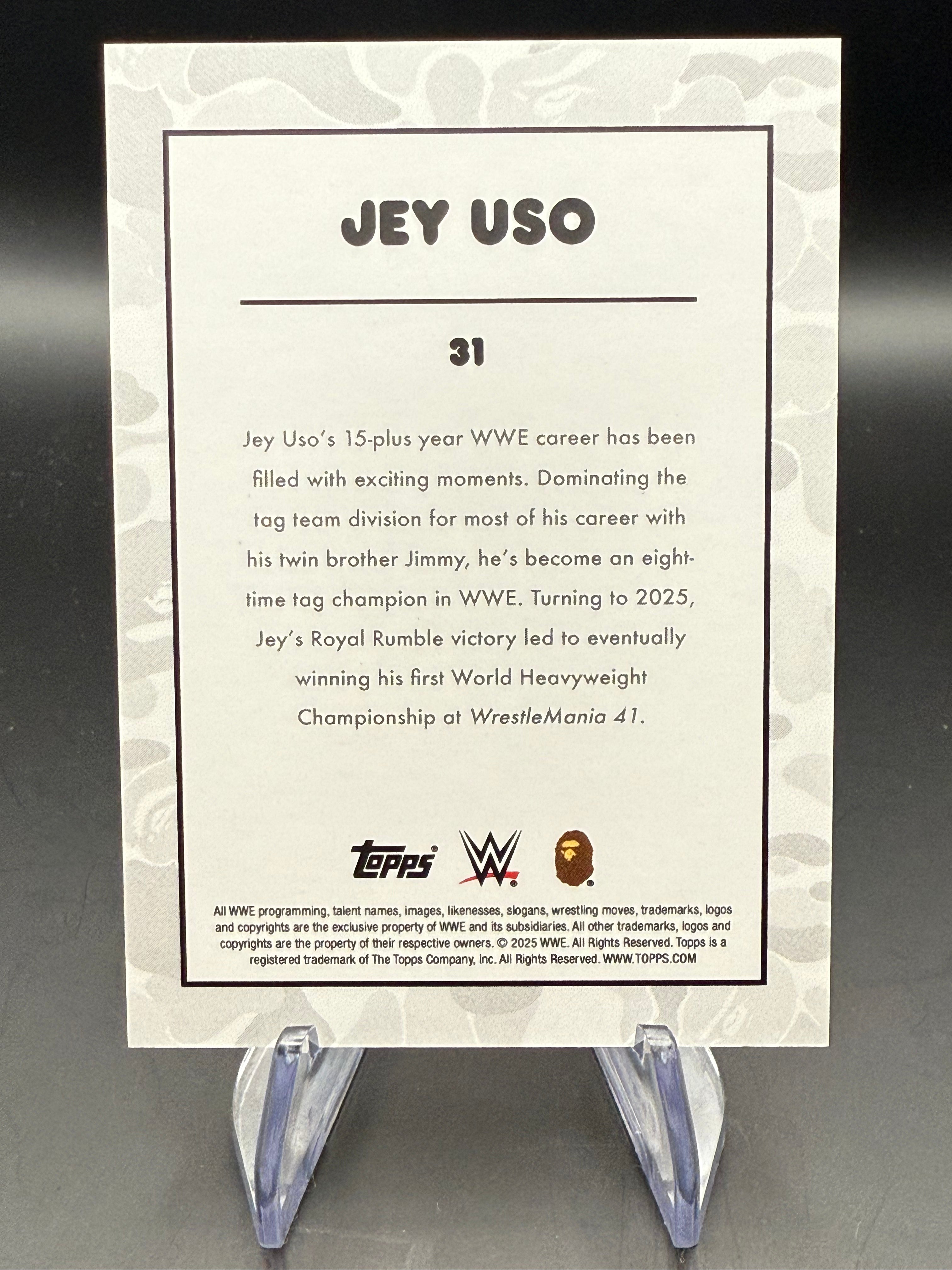 Jey Uso 2025 Topps WWE x BAPE White Camo