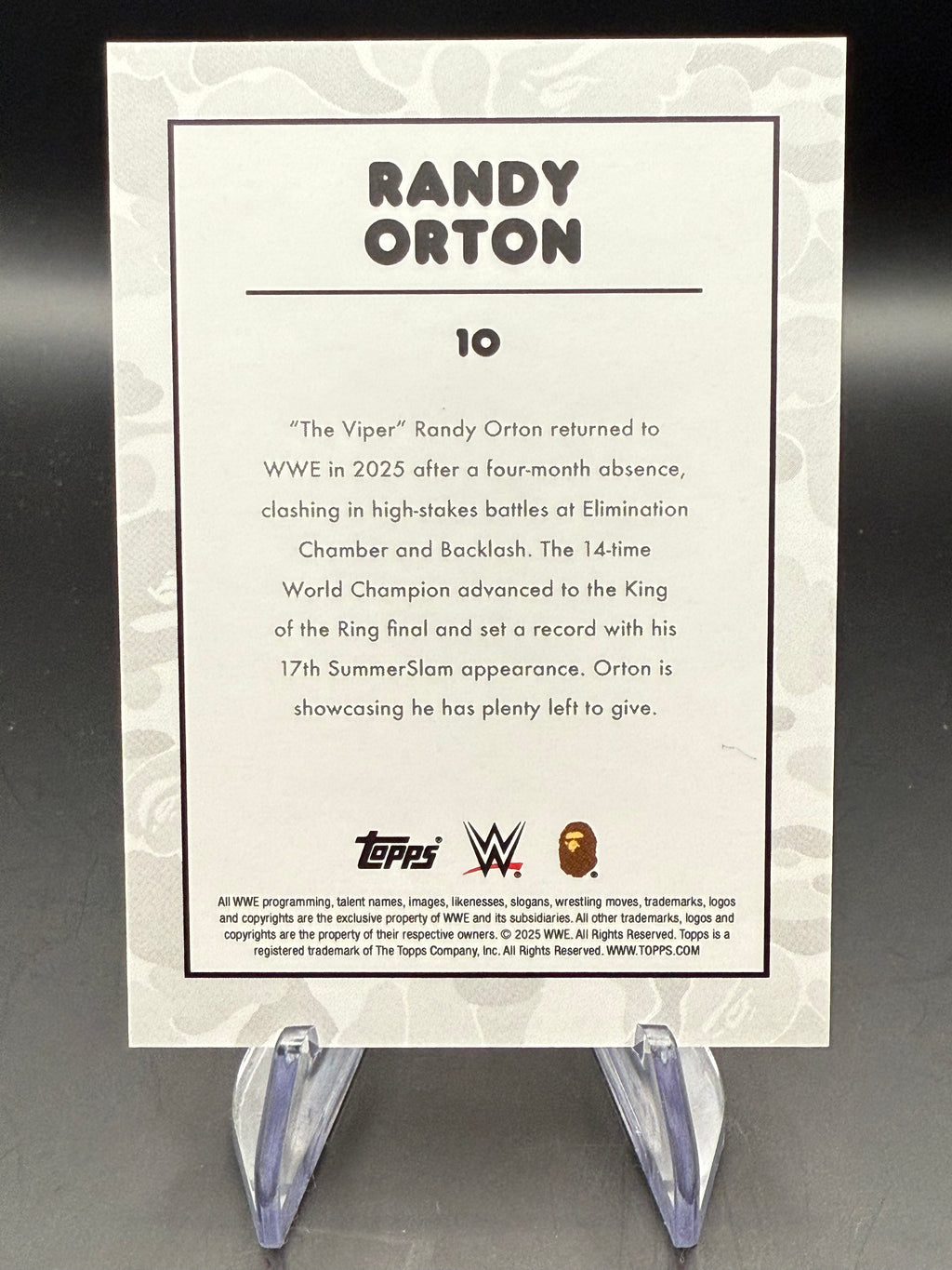 Randy Orton 2025 Topps WWE x BAPE Green Camo