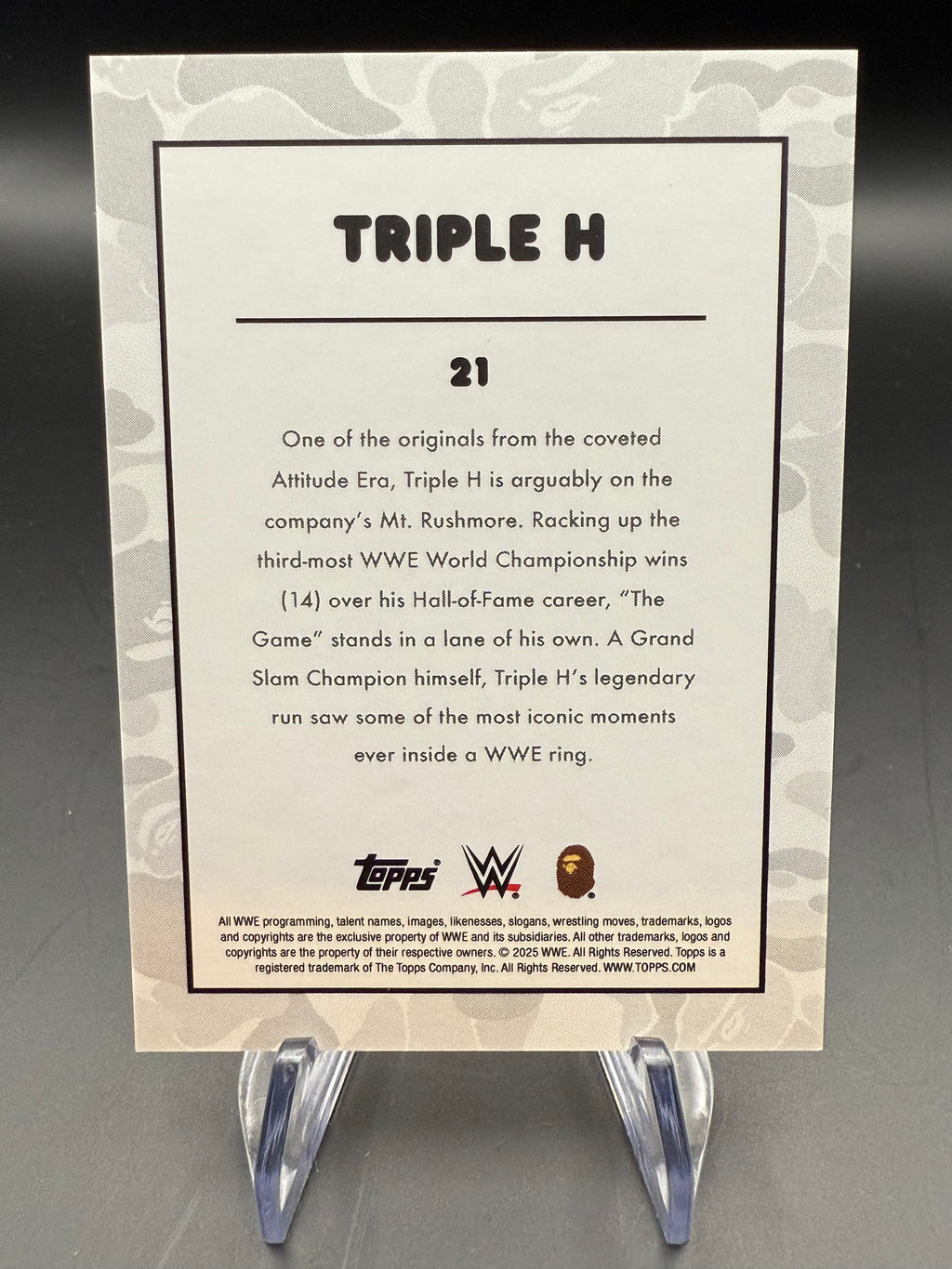 Triple H 2025 Topps WWE x BAPE White Camo