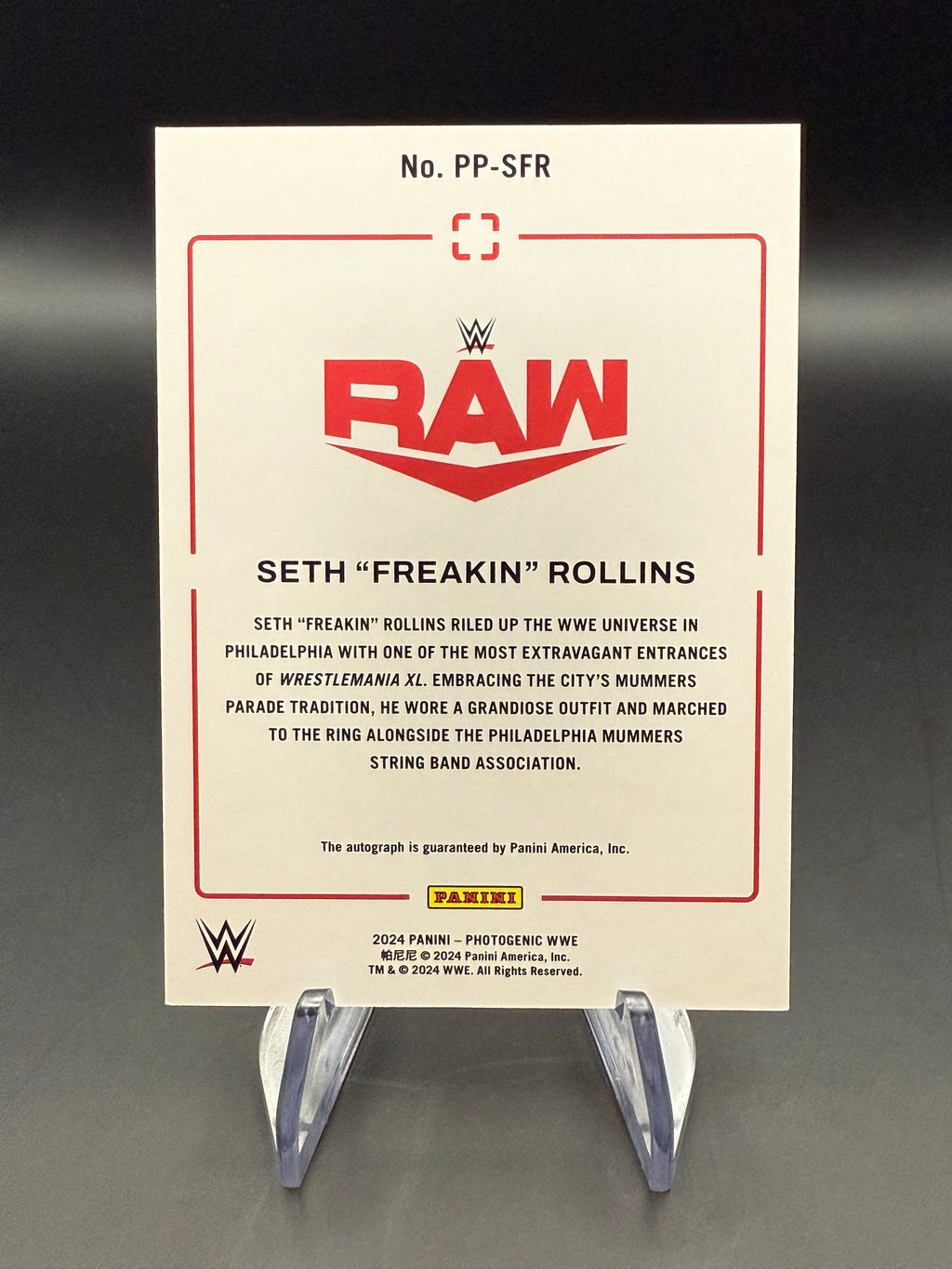 Seth “Freakin” Rollins 2024 WWE Panini PhotoGenic Picture Perfect Platinum Autograph 1/1
